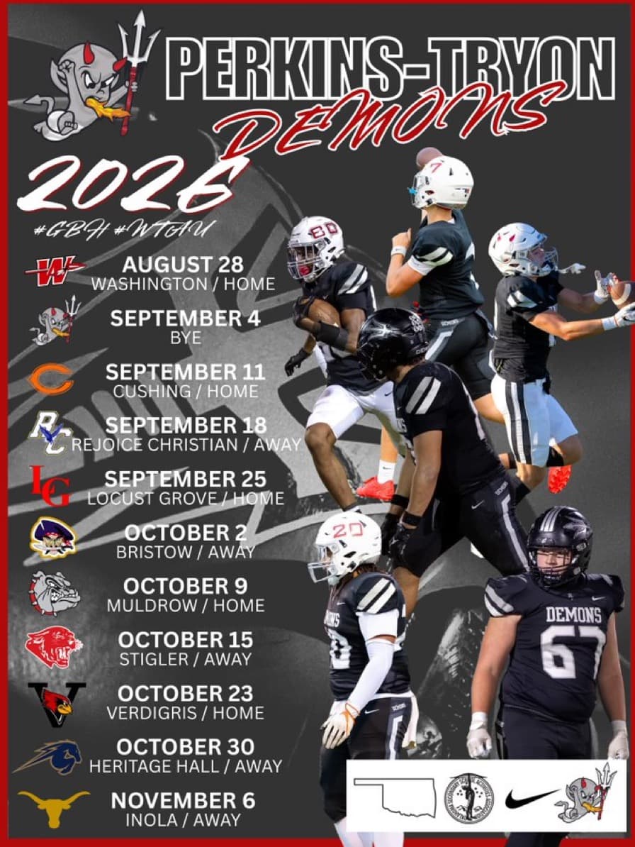 Perkins-Tryon Demons 2026 Game Schedule